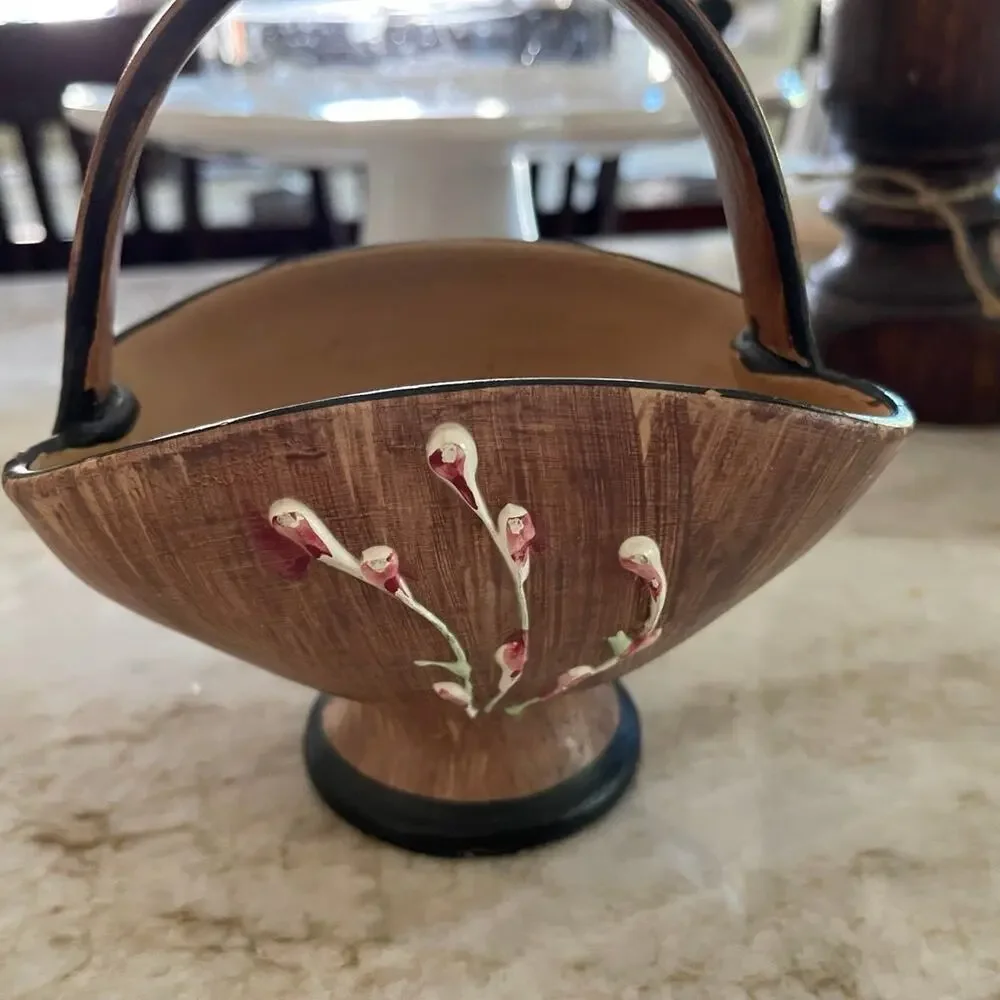 Vintage Majolica pottery basket made in Italy